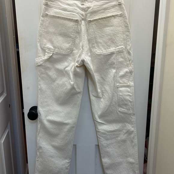 ABERCROMBIE & FITCH 90s STRAIGHT ULTRA HIGH RISE OFF WHITE CARPENTER PANTS 28 - Picture 3 of 4